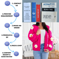 Pull court épais Cardigan tricoté avec des fleurs et des marguerites, manches ouvertes sur le devant, pull en tricot avec marguerite 3D, cardigan