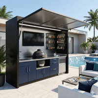 Module de cuisine extérieure ODM en acier inoxydable 304 résistant à l'humidité avec barbecue intégré, abri de cuisine extérieure pour divertissements en plein air