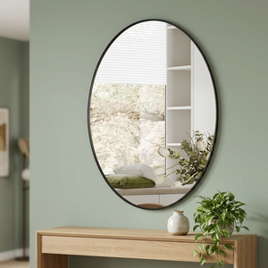 Modern Aluminum Black Oval 4.0mm Thick Framed Bathroom Vanity <b>Mirror</b> 24x32 <b>Hanging</b> Horizontal/Vertical Bedroom Living Room - Product Image 3