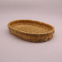 Panier de présentation ovale en PP tissé à motif bambou, qualité alimentaire, facile à nettoyer, durable, pour le bureau, la réception, le salon