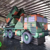 Château gonflable Thème Aventure Extérieure : Véhicule Lanceur de Missiles Gonflable avec Toboggan et Camion Gonflable pour Location de Fêtes