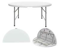Table à manger pliante ronde en plastique avec pieds en métal