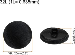 10 Piezas <span class=keywords><strong>de</strong></span> Botones <span class=keywords><strong>de</strong></span> Costura Redondos <span class=keywords><strong>de</strong></span> Plástico <span class=keywords><strong>de</strong></span> 20 mm, Cubiertos con Tela <span class=keywords><strong>de</strong></span> 32L, para Trajes, <span class=keywords><strong>Vestidos</strong></span> y Blusas, Color Negro, China - Product Image 2