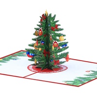 Kartu Ucapan Natal 3D Cetak Warna Pohon Natal Kartu Harapan Liburan Pop-up Kartu Natal