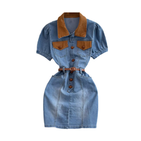 Artsu — robe courte en velours côtelé avec col Polo, pour femmes, vêtement de styliste à manches bouffantes, personnalisé, 2022