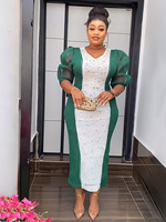 Jupe à coutures de couleur contrastante avec diamants pour l'industrie lourde transfrontalière robe de banlieue africaine de tempérament pour femmes de grande taille