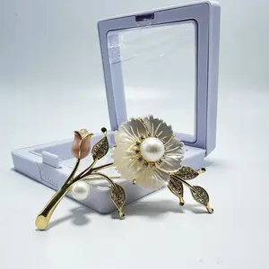 커프스 단추 핀 버클 코사지 도매를위한 꽃 디자인과 숙녀 고급 사용자 정의 구리 브로치