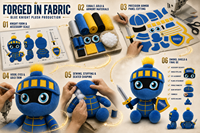 Peluche personnalisée Chevalier Bleu, figurine en peluche avec armure, jouet en peluche doux avec épée et bouclier, OEM ODM