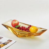 Plateau à fruits en cristal sans plomb de style moderne du milieu du siècle, fait main, en forme de bateau, gravure laser, couleur et taille personnalisables