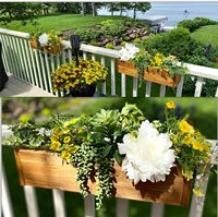 Jardinière rectangulaire rustique en bois pour plantes suspendues, fleurs, herbes, à suspendre dans une véranda, un porche ou un balcon.
