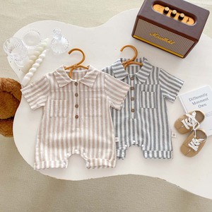 2025 edizione estiva in versione coreana <span class=keywords><strong>vestiti</strong></span> striscianti Casual da bambino tutina a righe da uomo - Product Image 1