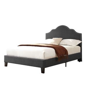 DB Wallace & Bay Kopa Grey Queen Cama tapizada Lujosa cama de almacenamiento con mechones con estilo suave para muebles de dormitorio y apartamento - Product Image 1