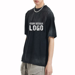 Camiseta Holgada de Algodón Grueso con Hombros Caídos para Mujer, Estilo Americano Vintage Lavado, Camisetas Extra Grandes para Mujer, MOQ Bajo - Product Image 5