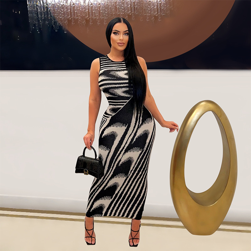 Colour Gold And White Striped Dress Golden White And Blue Black