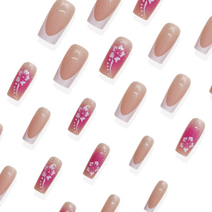 24 <span class=keywords><strong>Uñas</strong></span> Postizas Cortas Cuadradas Francesas con Diseño Floral, <span class=keywords><strong>Uñas</strong></span> Postizas Brillantes <span class=keywords><strong>en</strong></span> Lavanda y <span class=keywords><strong>Blanco</strong></span> para Dedos, Novedad <span class=keywords><strong>en</strong></span> 2025, Gran Venta - Product Image 3
