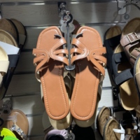 Sandales plates à bout ouvert pour femmes, OEM, styles classiques de luxe, chaussures tendance, chaussures plates à bout ouvert uniques, pantoufles pour femmes