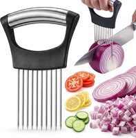 Handmatige uienhouder van roestvrij staal voor het snijden van groenten, snijgeleider, vleesvermalser, ergonomische handgreep, keukengereedschap