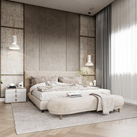 Ensemble de meubles de chambre à coucher en lin italien Moderne 5 étoiles Qualité Hôtel Lits Double Queen King Base et Italien