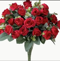 Bouquet de mini-roses artificielles en tissu pour mariage, fête des mères, Pâques, décoration de la maison, du bureau, hiver, Noël, fleurs