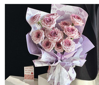 Kertas Kado Hari Valentine Hati Cinta Bunga Bulu Lembut Fleece untuk Buket Bunga, Perlengkapan Kerajinan Tangan DIY