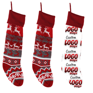 Chaussettes de Noël personnalisées <span class=keywords><strong>en</strong></span> tricot avec motif crochet personnalisé, monogramme, style nordique, chaussettes décoratives pour la conservation des objets précieux - Product Image 1