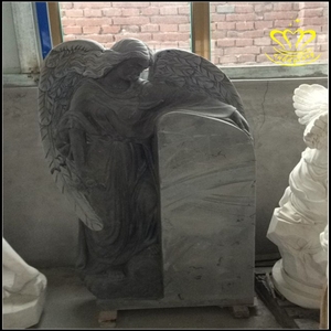 Statue d'ange en marbre noir moderne du Hebei, pierre tombale pour usage commémoratif en extérieur - Product Image 2