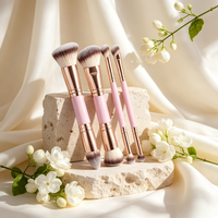 Ensemble de pinceaux de maquillage 4/5 pièces à double embout pour anticernes et fond de teint, avec poils synthétiques, pinceaux cosmétiques en gros personnalisables