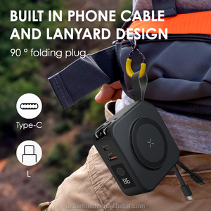 เครื่องชาร์จแบบพกพาพร้อมสายเคเบิ้ลในตัวและปลั๊กติดผนัง AC ขนาด10000mAh แบตเตอรี่ชาร์จเร็วอุปกรณ์สำหรับเดินทาง - Product Image 5