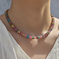 Collier Ras-du-Cou Y2K Bohème Perlé en Pierres Fines et Perles Plaqué Or Véritable, Idéal Bijou de Plage et Surfeur