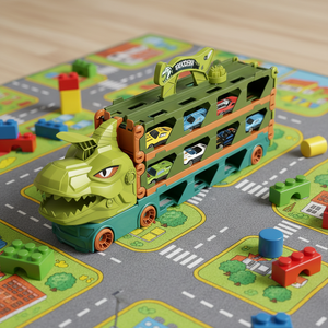 Camión de Juguete con <span class=keywords><strong>Pista</strong></span> de Dinosaurios Deformables y Sistema de Expulsión, <span class=keywords><strong>Pista</strong></span> Extensible de 2.1M, 8 Coches, 30 Espacios de Estacionamiento, Set de Juego Educativo Plegable - Product Image 4