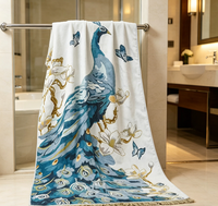 Couverture de loisirs absorbante en nylon doux à imprimé animal et grande serviette de bain 80x160cm pour usage extérieur