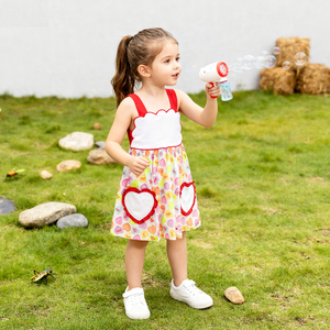 Valentine mặc bé gái váy không tay đầu gối trẻ em Toddler mùa xuân Dresses với túi trái tim - Product Image 1