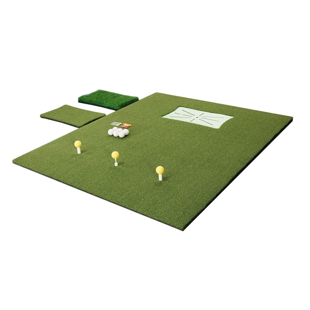 Green Custom Size Golf Mat Simulator Artificial Driving Range Mat Outdoor with 3 Interchangeable Insert Pads