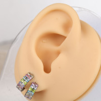 Anneau segmenté articulé en titane ASTM F136 plaqué or 18 carats avec zircon cubique baguette, clicker pour piercing septum, hélix, daith, cartilage