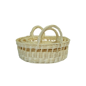 Natural Rattan Storage <b>Baskets</b> Set of 3 Handwoven <b>Rectangular</b> with Handles Multi-Purpose Rustic Design for Neatening - Product Image 1