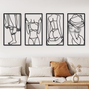 <span class=keywords><strong>Dessin</strong></span> au trait abstrait <span class=keywords><strong>minimaliste</strong></span> moderne pour <span class=keywords><strong>femme</strong></span> Décoration murale en métal Contour du <span class=keywords><strong>corps</strong></span> de la <span class=keywords><strong>femme</strong></span> pour chambre à coucher ou salon - Product Image 4