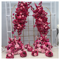 Composition florale artificielle de haute qualité en soie, guirlande florale fuchsia, fleurs d'arche rose vif pour mariage, fête, décoration intérieure, vente en gros