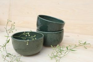 Premium Tribal Culture High-Fired Stoneware Ceramic Moss Bowl Green Glazed Durable Microwave Oven Safe Handmade Hotel <b>Dinnerware</b> - Product Image 4