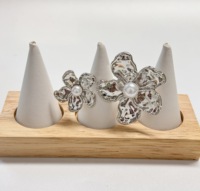 Vintage métal géométrique perle fleur bagues mignon dames quotidien Double ouvert bagues mode bijoux accessoires