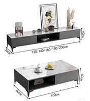 Meuble TV de luxe moderne avec tiroirs, grand rangement, étagère ouverte, ensemble de meubles TV avec table basse pour salon, facile à installer