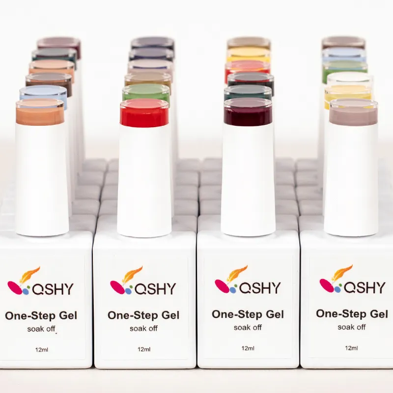 QSHY one step gel smalto per unghie colore smalto gel per unghie uv led soak off 3 in 1 smalto per unghie a un colpo