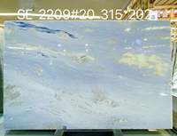 Slab Batu Kuarsa Biru Fantasi Backlit Bentuk V Ukuran Besar, Transparan, Kristal Kuarsa Biru Brasil untuk Panel Dinding