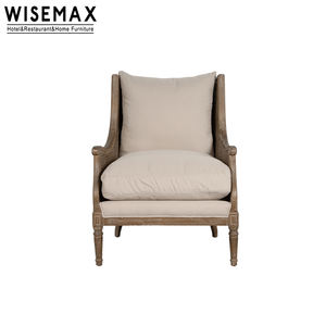 <span class=keywords><strong>Silla</strong></span> de Ocio WISEMAX FURNITURE de Diseño Francés con Marco de Madera de Roble Envejecido, Respaldo de Ratán y Patas de Columna <span class=keywords><strong>Romana</strong></span> para Sala de Estar - Product Image 6