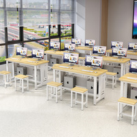 Bureaux de laboratoire informatique scolaire, tables de travail individuelles ou doubles, chaises de formation style simple, boîtiers d'ordinateur modèle Chine