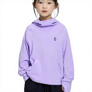 Sweat-shirt à capuche violet uni pour filles, manches longues, style décontracté, pull-over raglan, sweat-shirt à capuche bleu clair zippé pour filles - Product Image 1