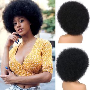 <span class=keywords><strong>Parrucca</strong></span> <span class=keywords><strong>Afro</strong></span> Corta Ricci Crespi da 14 Pollici per Donne Nere, Sintetica Voluminosa Resistente al Calore, Senza Colla, Realizzata a Macchina, All'Ingrosso, 130g - Product Image 1