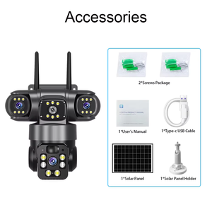 Camera an ninh ngoài trời Chạy bằng năng lượng mặt trời V380 6MP ba ống kính 4G Thẻ <span class=keywords><strong>Sim</strong></span> mạng PTZ 360 độ quan sát ban đêm CMOS theo dõi tự động - Product Image 4