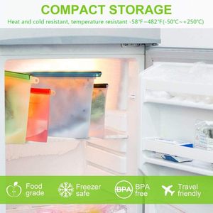500ml/1000ml/1.5L Reusable Food Grade Platinum Silicone Zip-lock Leakproof Eco-Friendly Square Storage Bags for Kitchen Use - Product Image 3