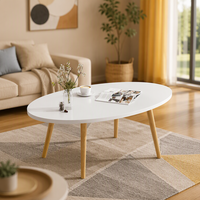 Table basse de rangement minimaliste moderne pour salon, table d'appoint de style nordique avec motif marbré et pieds en bois massif, pour une maison créative