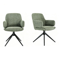 Chaise de salle à manger pivotante moderne en tissu bouclé, chaise d'appoint rembourrée avec accoudoirs, pieds araignée en métal noir écologique, mobilier de maison